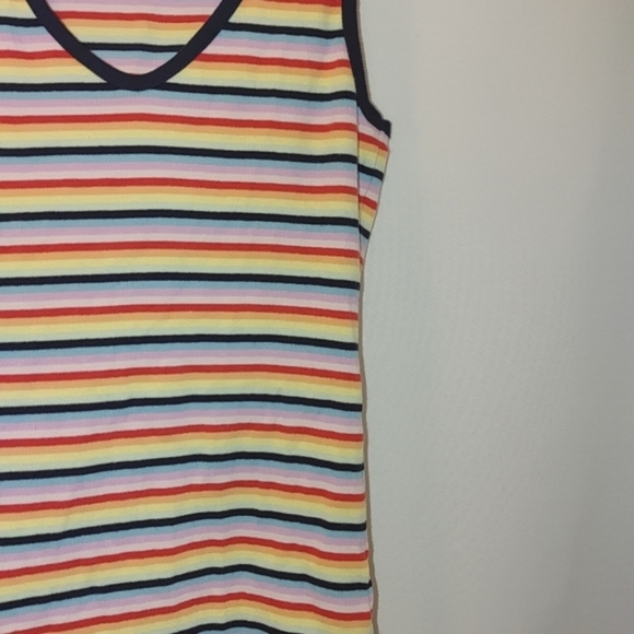 Halogen x Atlantic Pacific Rainbow Stripe Vneck Sleeveless Tank Ribbed XS Pride‎ - Picture 4 of 6